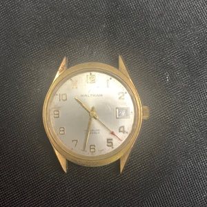 Waltham Mens Watch 17j. Manual Wind Up Date Numeral Markers Red Arrow Swiss Runs